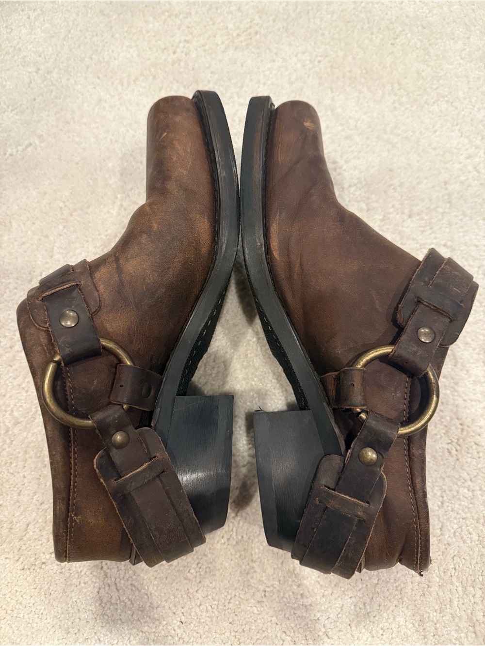 Frye Belted Harness Mules Clogs Women's 8.5 Slip On Square Toe